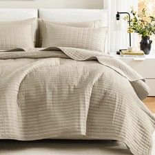 Queen Quilt Set Modern Reversible Plaid Coverlet Queen Bedding Set Cozy Quilt...