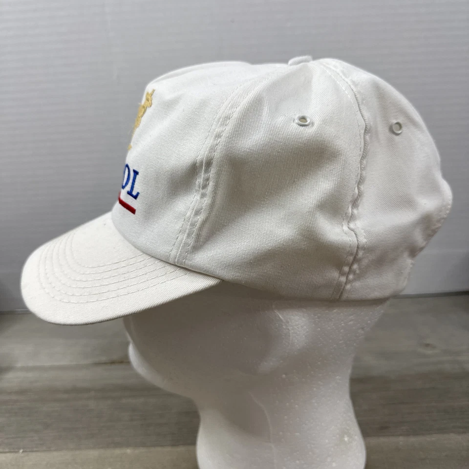 Gorra gorra blanca con correa de cuero bordada diseño Kangol vintage Foto 4 de 4