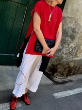Damen T-Shirt LUMINA rot mit seitlichen Reiß...