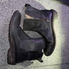 UGG Boots Womens 10 Black Leather Ankle Side Zip Shearling Lined Winter Booties