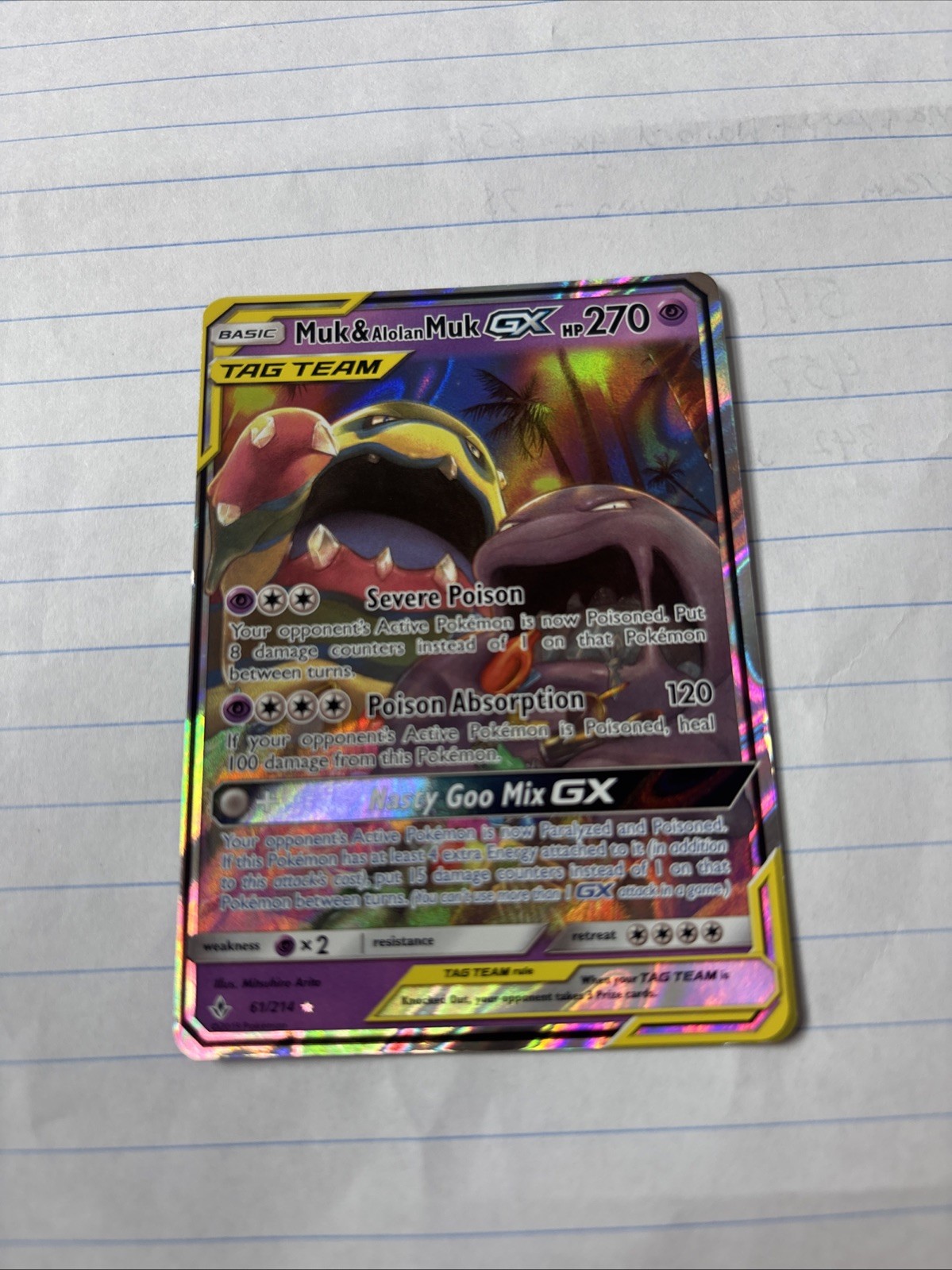 Muk & Alolan Muk GX Ultra Rare SM - Unbroken Bonds 61/214 NM
