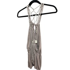 Neiman Marcus Vintage L Tank Top Brown Netted Back With Tassel Made In USA NWT