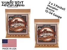  6 PACK ERNIE BALL EARTHWOOD PHOSPHOR BRONZE ACOUSTIC GUITAR STRINGS 3546 