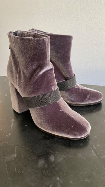 Boots Size 38 Block Heel Ankle Boots Gray Purple Old Money