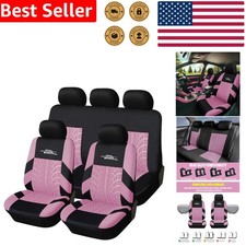 Full Set Pink Car Seat Covers 3d Tyre Embossed Universal Fit Full Set Pink Car Seat Covers 3d Tyre Embossed Universal Fit
