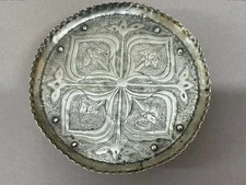 Antique Arts And Crafts Movement Repousse Brass Trivet C1880