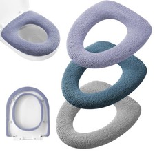 3Pcs/Pack Bathroom Soft Thicker Warmer Stretchable Washable Cloth Toilet Seat...
