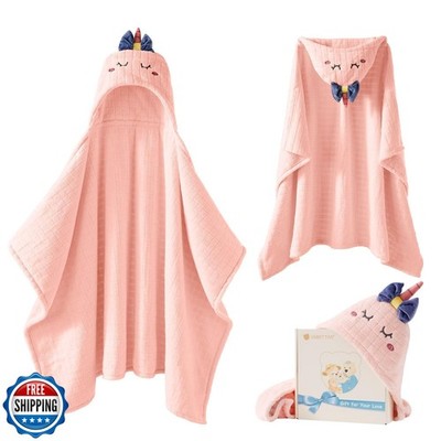 usbettas Hooded Towels for Kids-Soft Coral Fleece Hooded Baby Towels with Ani