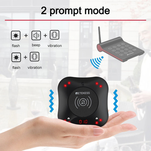 New Wireless Paging Queuing System Pager Vibrator Coaster Buzzer Bell Receivers - Picture 4 of 21