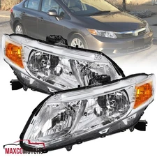 Headlights Fits 2012-2015 Honda Civic 4Dr Sedan 12-13 Coupe Lamps Left+Right