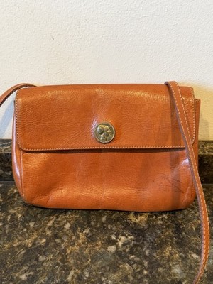 Furla Vintage Brown Bag Purse Coin Medallion Italy Cross Body