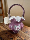 Fenton 1997 Plum Overlay Sweet Briar Basket Pezzoni Signed UV Handle Tag