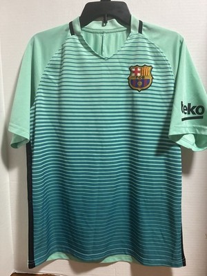 Men s Medium FBC Soccer Jersey Size Medium Beko FC #5 Foam Green Black Stripe.