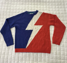 Mini Boden Kids Sweater 13-14Y Red White Blue Lightning Bolt Wool Alpaca Blend