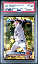 2025 BOWMAN SAPPHIRE EDITION CHROME PROSPECTS YELLOW JONAH TONG 65/75 PSA 9