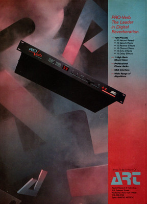 vtg 80s ART PRO VERB MAGAZINE PRINT AD Digital Reverberation Unit Pinup Page