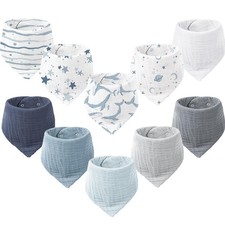 10 PCS Muslin Baby Bandana Drool Bibs 100 Cotton Unisex Boys Girls Absorbent