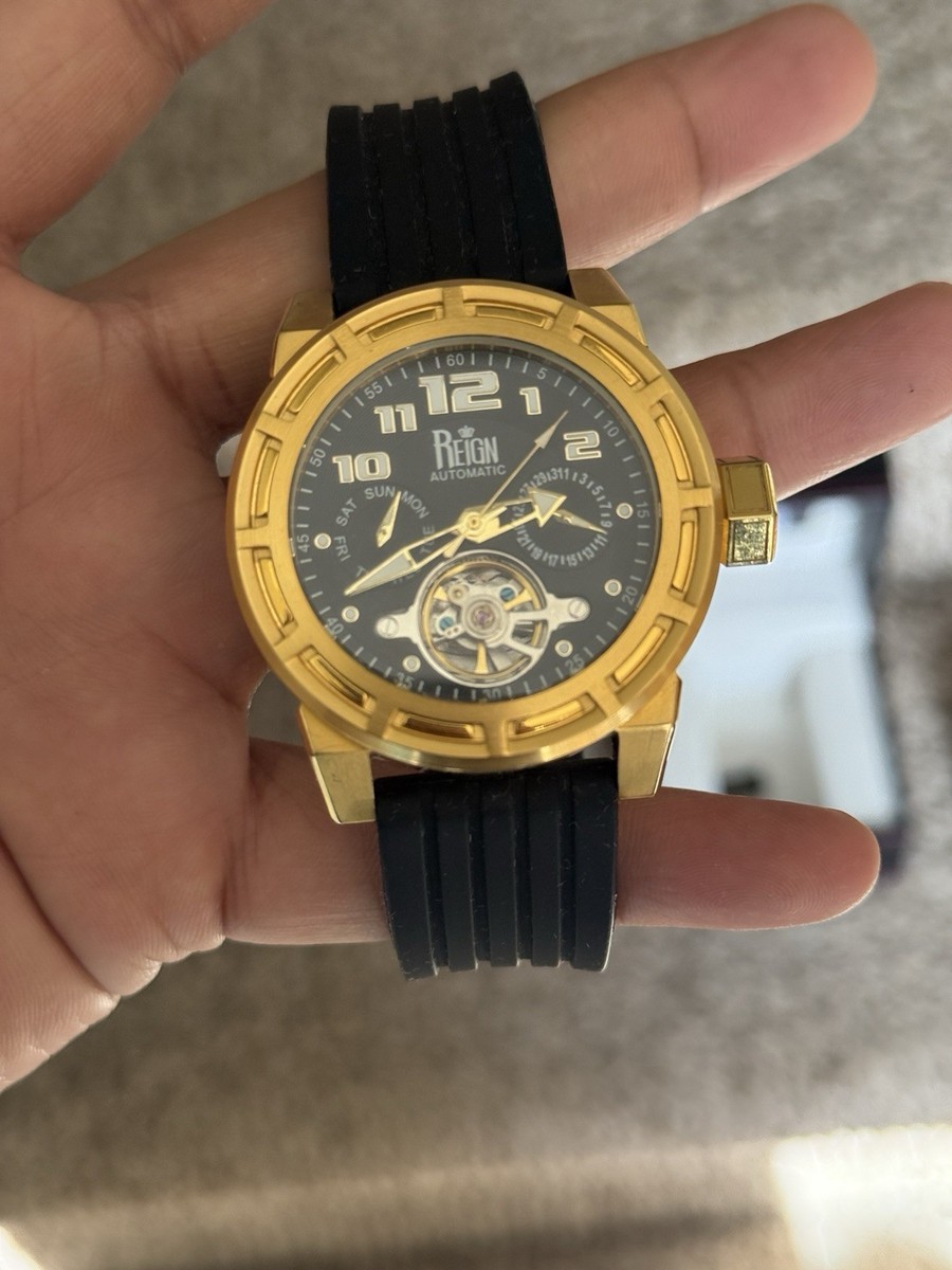 Reign Gold and Black Automatic Watch men display picture 1