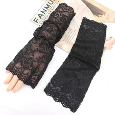 1 Pair Arm Sleeves Lace Sunscreen Short Gloves Ultra-thin UV Protection Arm Cove