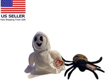 Ty Beanie Baby Sheets the Ghost 1999 Spinner The Spider 1996 Halloween Plush pre
