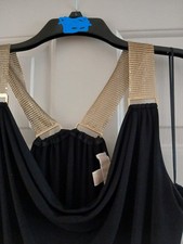 Michael Kors Black Coctail Dress with Gold Metal Straps - size Large