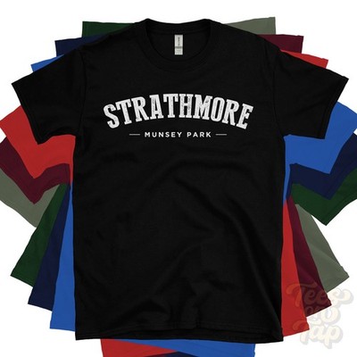 STRATHMORE MUNSEY PARK T-SHIRT Nassau New York USA retro varsity hometown gift