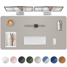 Leather Desk Pad Protector 48"x24" Mouse Pad Office Desk Mat Light Grey