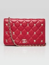 Chanel Red Quilted Lambskin Leather All About Chanel WOC Clutch Bag