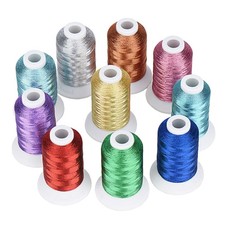10 Colors Metallic Embroidery Machine Thread Kit 500M 550Y, Decorative Sewing