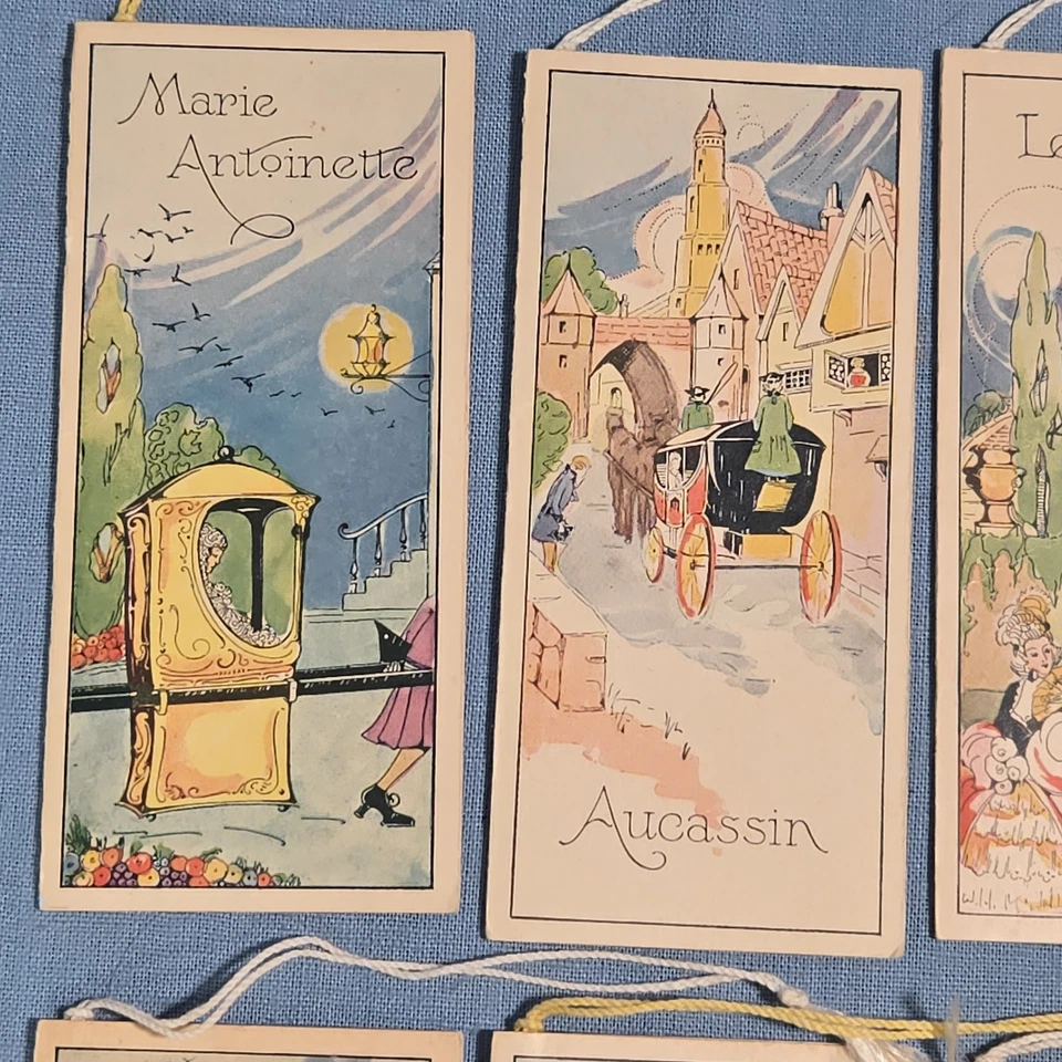 Vtg 1920s Art Deco Romance 8 Fairytale Castle Bridge Card Tallies Romeo Juliet - Image 3 of 4