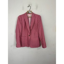 J.Crew Pink Houndstooth Wool Blend Blazer Jacket Womens Size 8 Re-Imagined