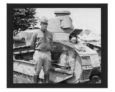 LT COL DWIGHT D EISENHOWER STANDING WITH TANK FORT MEADE 1919 8X10 FRAMED PHOTO