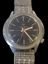 Vintage 1970s Rare Accutron Watch Original Duchess Stainless-Steel Band