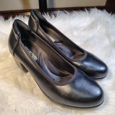 Black Block Chunky Heel Comfort Pumps Sz 6.5 Work Dress Shoes