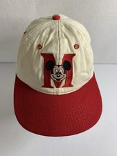 Mickey Mouse Big M Disney Snapback Hat Cap White Red VTG Made In USA One Size