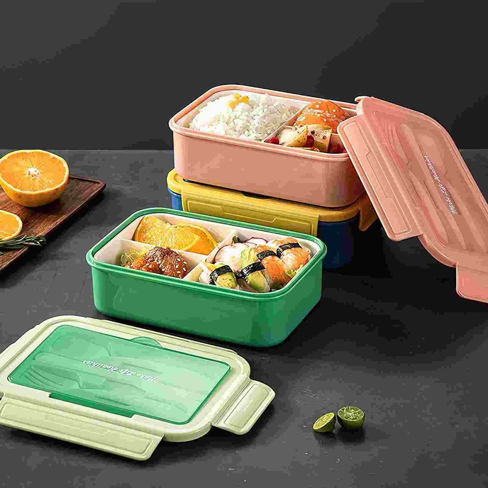 Lunch Bento Box Microwaveable Lunch Box Leak-Proof Picnic Box 3 Interval Storage