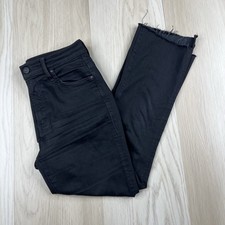 Mother Insider Crop Step Fray Jeans Women  s Size 25 Not Guilty Black Wash