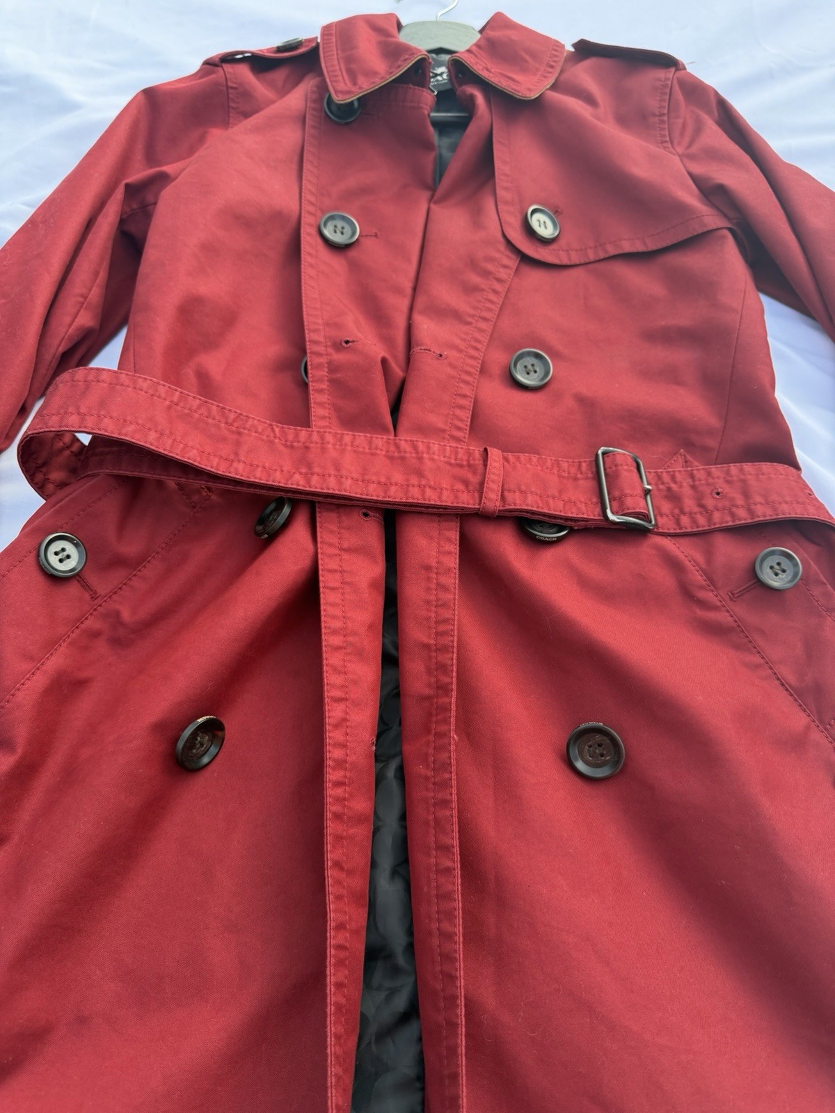 Coach Solid Mid Trench Coat Size XS Ruby CR116 - image 2
