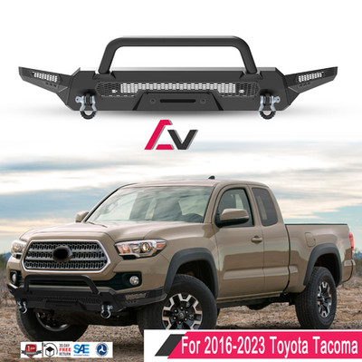 Full Width Front Bumper  Bull Bar For 2016-2023 Toyota Tacoma w/2*D-Rings