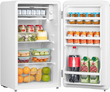 COMFEE' RCD93WH2UKRT(E) under Counter Fridge Only, 93L Retro Freestanding Fridge