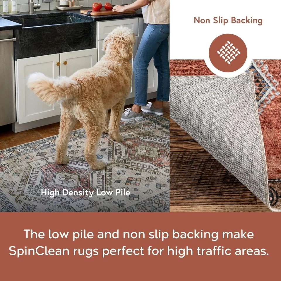 2'6" x 8' Machine Washable Stain-Resistant Area Rug with Non Slip Backing, Lo... - Image 4 of 4