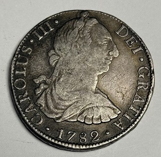 VF 1782 MEXICO 8 Reales (Mo FF) Silver Coin (All Original Surfaces) Charles III
