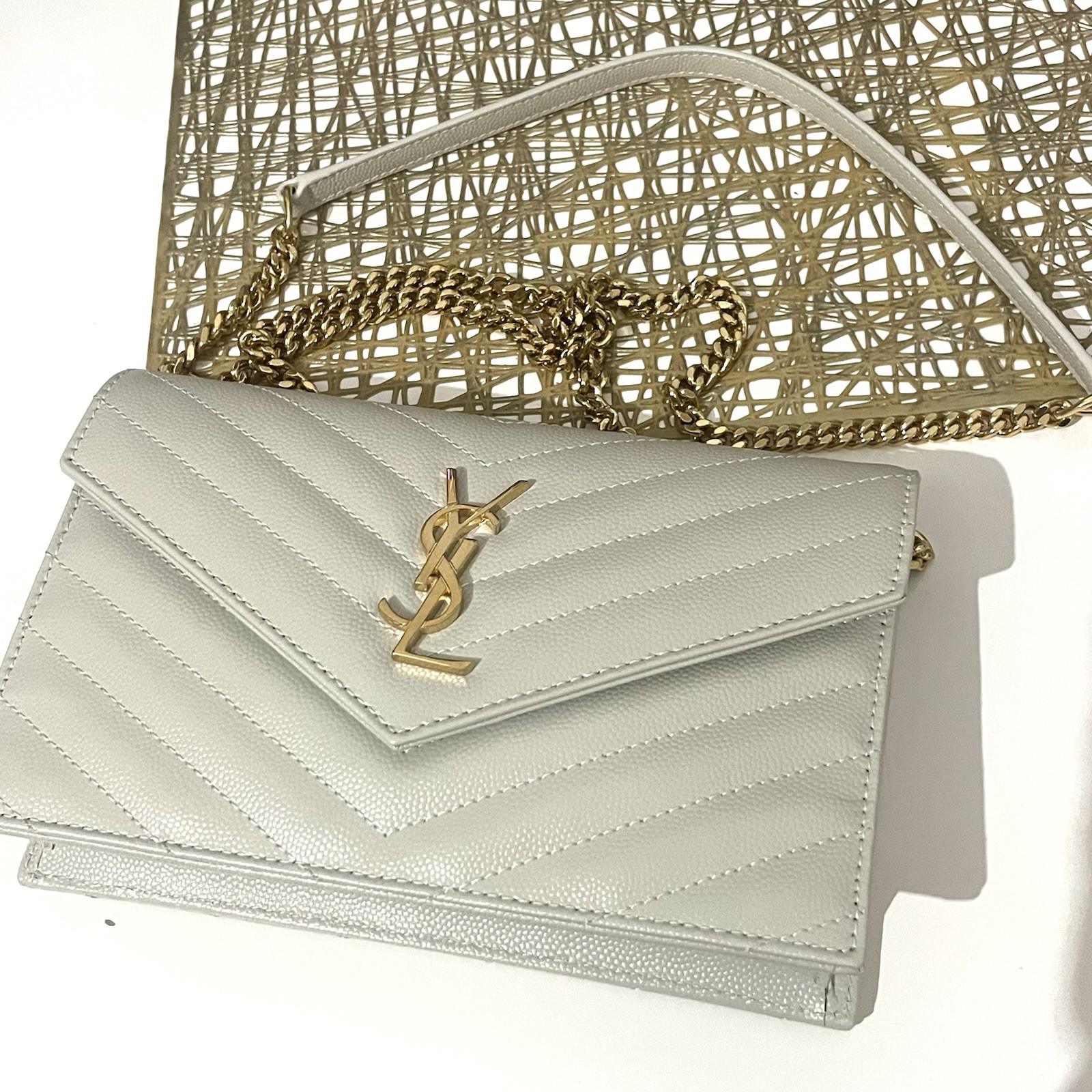 Saint Laurent Cassandra Crossboy Borsa Catena Portafoglio Catena Oro