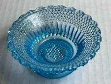 Vintage Degenhart Bright Light Blue Glass Star & Dewdrop Patten Salt Dip Cellar