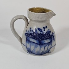 Salmon Falls 2006 Glaze Stoneware Creamer Pitcher Blue Berry Basket USA Pottery