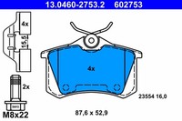 ATE Bremsbelagsatz Scheibenbremse 13.0460-2753.2 FüR Megane Renault ScÉNic JZ0 3