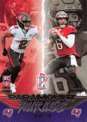 /100 Emeka Egbuka Baker Mayfield 2025 Topps Signature Paramount Pairings Purple