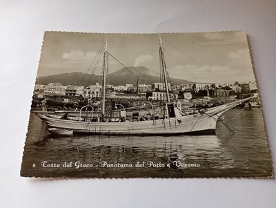 Postcard Torre Del Greco Naples Panorama From Port Vesuvius Panfilo SP. 1956