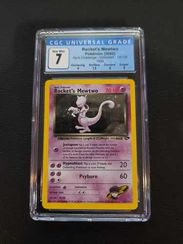 New ListingPokemon 2000 CGC 7 Gym Challenge Unlimited Rocket's Mewtwo Holo 14/132