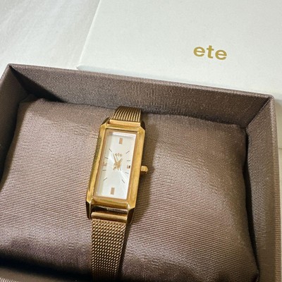Ete Ladies Watch Pink Gold Mesh Band White Dial Elegant Design